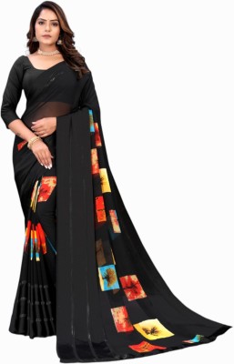 BORANA Self Design Daily Wear Georgette Saree(Black)