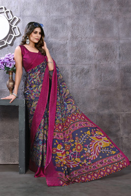 Kjs Digital Print Mysore Chiffon Saree(Multicolor)