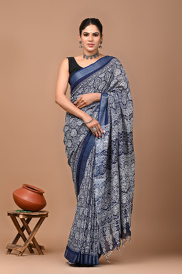 HITESH ENTERPRISE Self Design Dharmavaram Cotton Linen Saree(Black)
