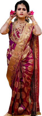 KAKADIYA Self Design Kanjivaram Pure Silk Saree(Purple)