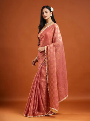 Online Bazaaar Embellished Bollywood Chiffon Saree(Orange)