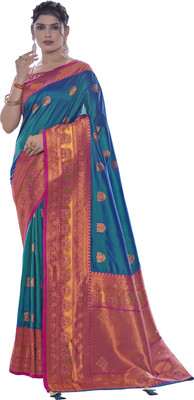 nilkanth creation Self Design Banarasi Jacquard Saree(Blue)