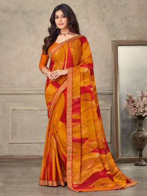 Divastri Embellished Daily Wear Chiffon Saree(Mustard)