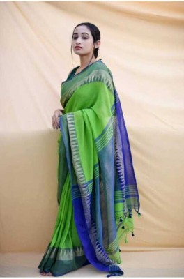 Pal Handloom Self Design Tant Pure Cotton Saree(Light Green)