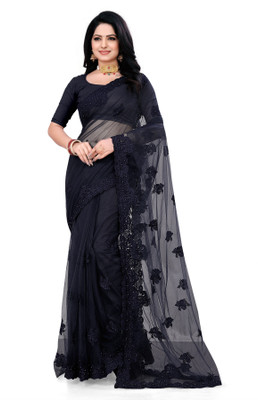 DEVKISONDESIGNER Self Design Bollywood Net Saree(Black)