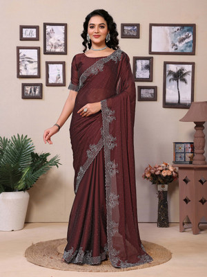 VASTRAOFWOMENS Embroidered Bollywood Georgette Saree(Maroon)