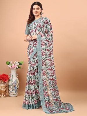 Leelavati Printed Daily Wear Chiffon Saree(Grey)