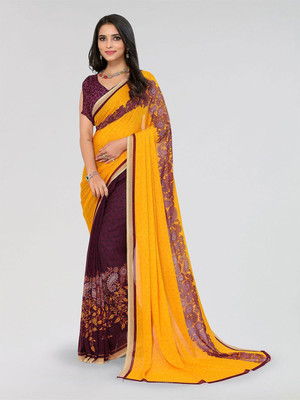 Moda Rapido Printed Daily Wear Georgette Saree(Yellow)