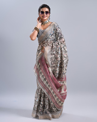 Virendra Textile Printed Bollywood Cotton Blend Saree(Multicolor)