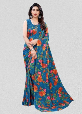 Panchvati NX Printed Bollywood Georgette Saree(Blue)