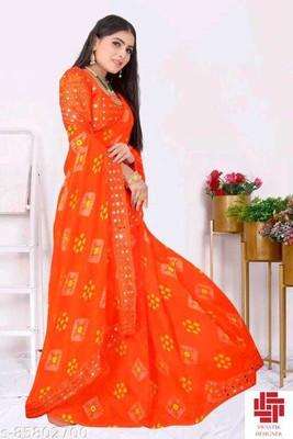 Anidhi Printed Daily Wear Georgette Saree(Yellow)