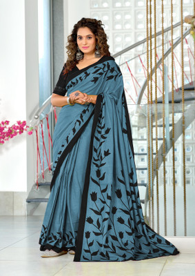 BALAJI TRENDS Printed Bollywood Mulmul, Pure Cotton Saree(Grey)
