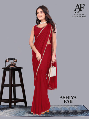 Ashiya Fab Embellished Daily Wear Georgette Saree(Red)
