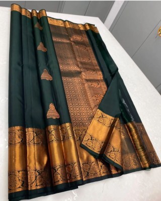 AVANTIKA FASHION Woven Kanjivaram Pure Silk, Art Silk Saree(Green)