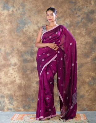 SMRITI CREATION Woven Handloom Handloom Pure Cotton Saree(Magenta)