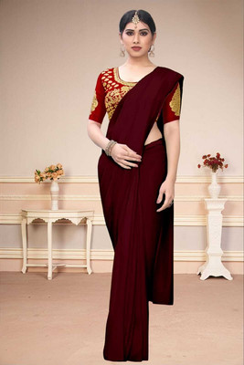 SAMRUDDHI TRENDZ Solid/Plain Bollywood Art Silk Saree(Brown)