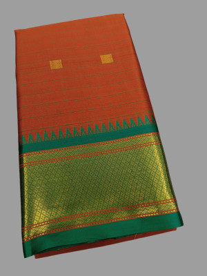 WILLMAKE Printed Bollywood Georgette Saree(Orange, Green)