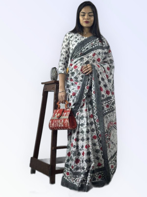 baratheon Self Design Bollywood Cotton Blend Saree(Grey)