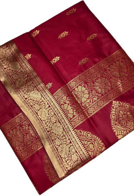 Zahidandsons Woven Banarasi Handloom Art Silk Saree(Red)