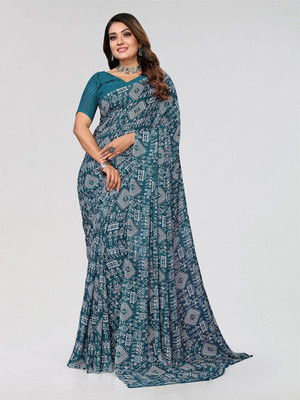 Moda Rapido Printed Daily Wear Georgette Saree(Green)