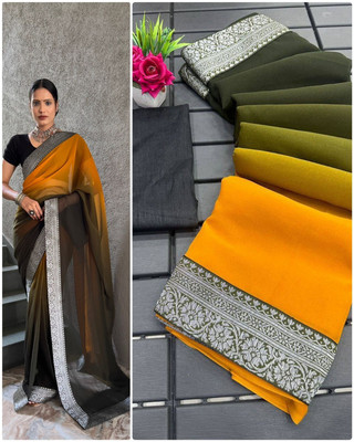Julee Self Design Bollywood Georgette Saree(Dark Green)