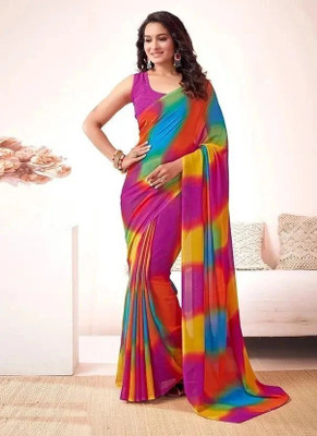 Falessa Printed Bollywood Georgette Saree(Multicolor)