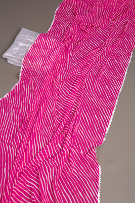NESHVI ENTERPRISE Striped Leheria Georgette Saree(Pink)