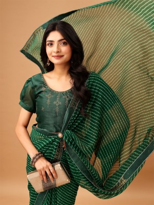 SM TRENDZ Printed, Striped, Self Design Bollywood Georgette Saree(Green)