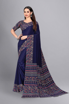 Vimla Printed Bollywood Crepe Saree(Dark Blue)
