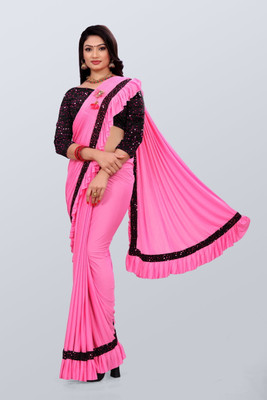 Vijatree Self Design Daily Wear Lycra Blend Saree(Pink)