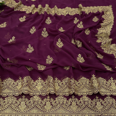 Miloz Embroidered Bollywood Georgette Saree(Magenta)