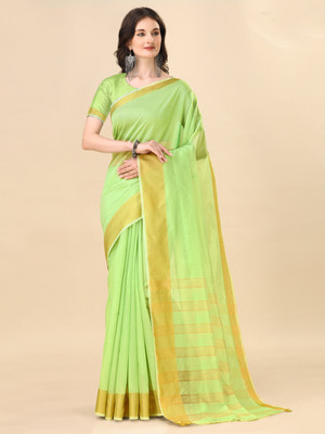 JS Clothing Mart Printed Banarasi Silk Blend Saree(Green)