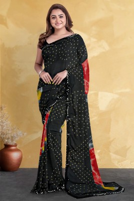 Kalamandir Printed Bollywood Silk Blend Saree(Black)