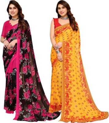 kashvi sarees Printed Bollywood Georgette Saree(Pack of 2, Multicolor)