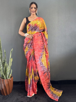 HERE N NOW Printed Bollywood Georgette Saree(Pink)