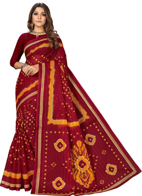 RATAN Printed Daily Wear Pure Cotton Saree(Maroon)
