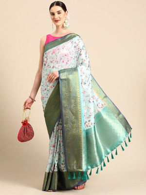 Tasrika Digital Print Banarasi Pure Silk Saree(Multicolor)