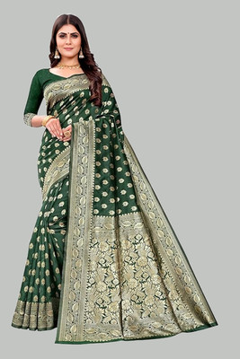 SHREE SANT SAREES Self Design Banarasi Art Silk Saree(Green)