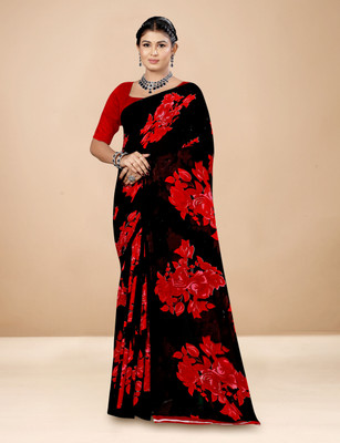 ANOUK Printed Bollywood Georgette Saree(Black)