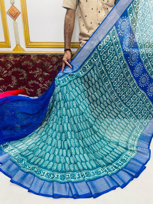het designer studio Printed Banarasi Jacquard, Art Silk Saree(Light Blue)