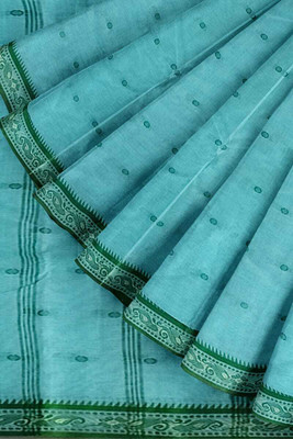 Moumitasaree Solid/Plain Tant Pure Cotton Saree(Light Blue)