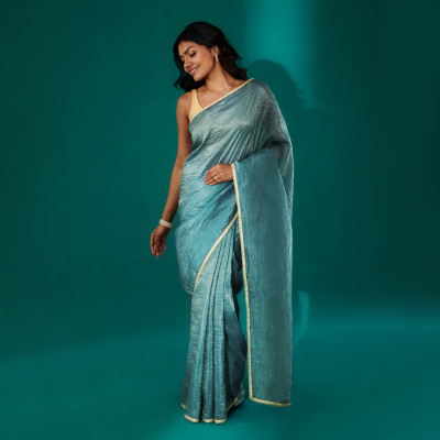Teejh Solid/Plain Bollywood Tissue Saree(Pink)