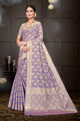 Aika Woven Banarasi Silk Blend Saree(Purple)