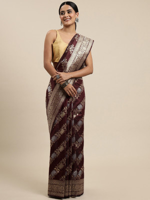 AMIRAT CLOTHING Self Design Banarasi Jacquard Saree(Maroon)