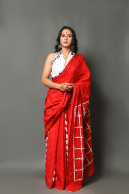 Divyam Printed Daily Wear Pure Cotton Saree(Red)