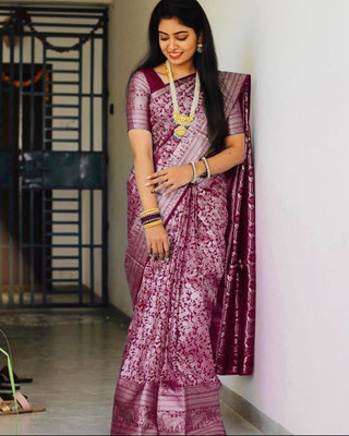 GATISHVAM TEXTILE Woven Banarasi Art Silk Saree(Purple)