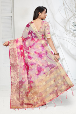 Aarunika BS Woven Bollywood Organza Saree(Pink)
