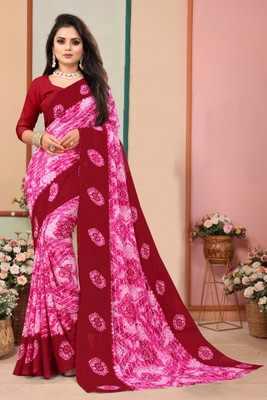 SHUBHSWAR Printed Bollywood Georgette Saree(Pink)