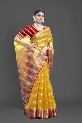 Aarunika LGF Embellished Bollywood Organza Saree(Yellow)