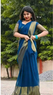 Amavii Self Design Bollywood Chiffon Saree(Light Blue)
